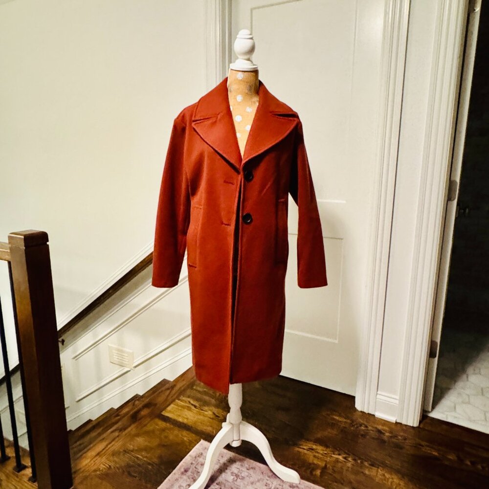 Evereve oversized long rust wool coat